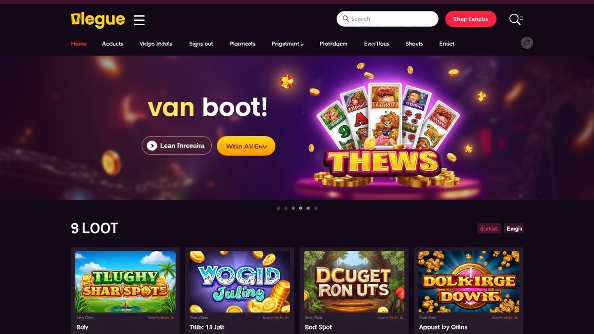 Online casino interface with slot games.