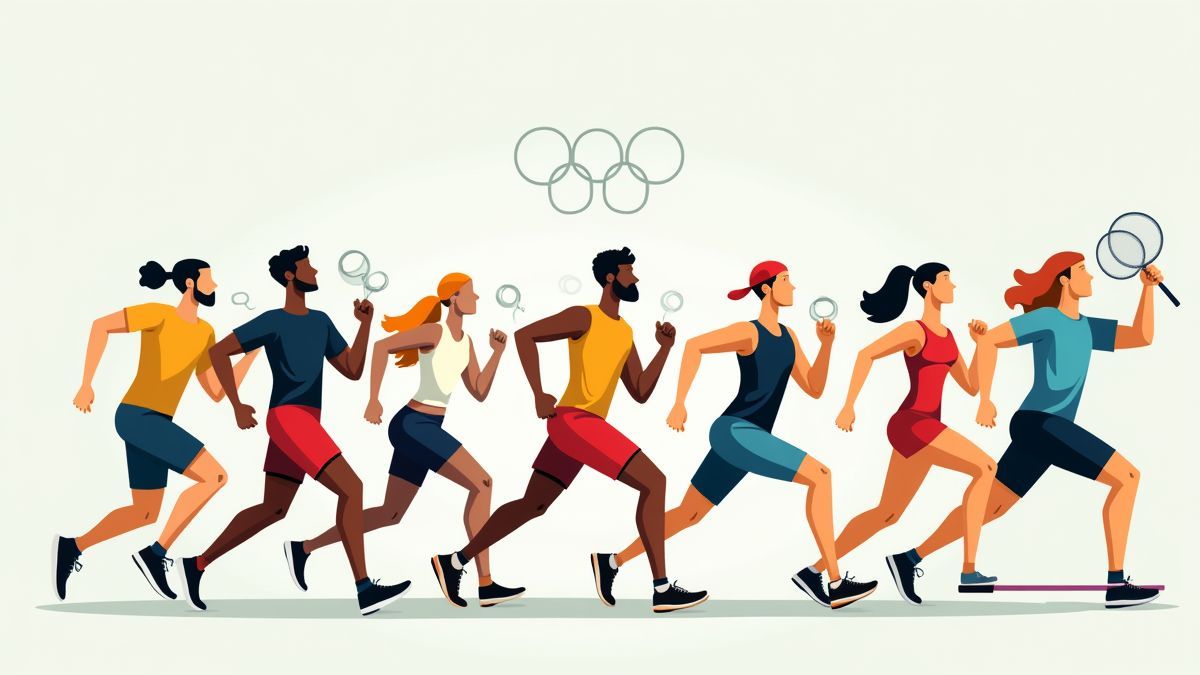 Atletas compitiendo en diferentes eventos olímpicos.