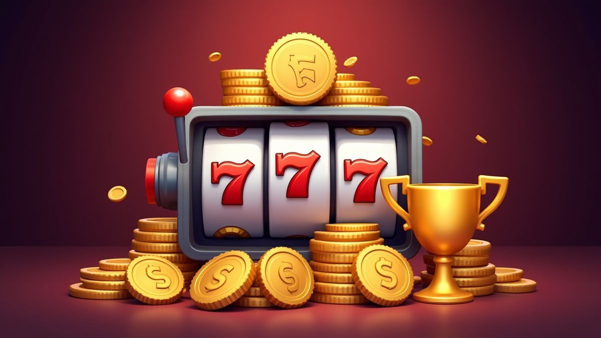 Una máquina tragamonedas rodeada de medallas y trofeos.