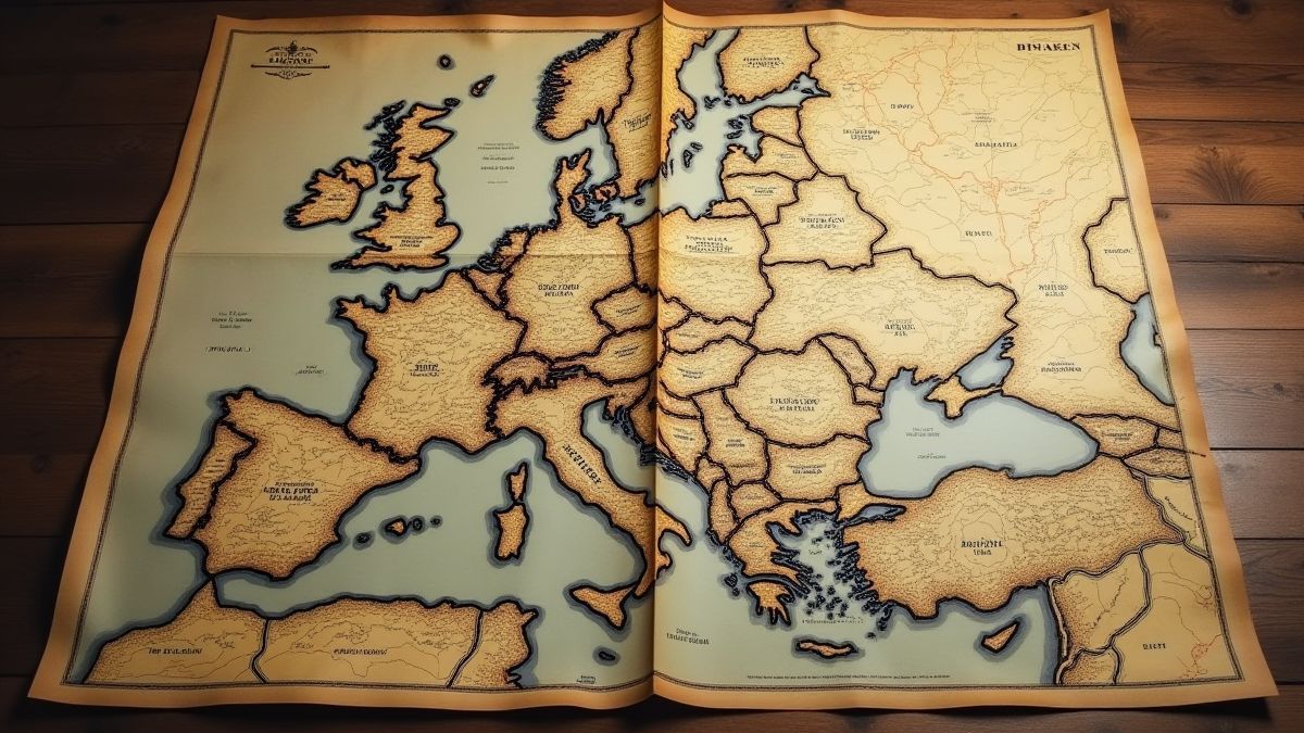 Carte de la Seconde Guerre mondiale avec marques stratégiques.