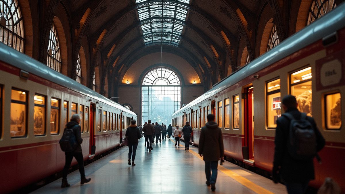 Une station de train élégante avec une architecture vintage.