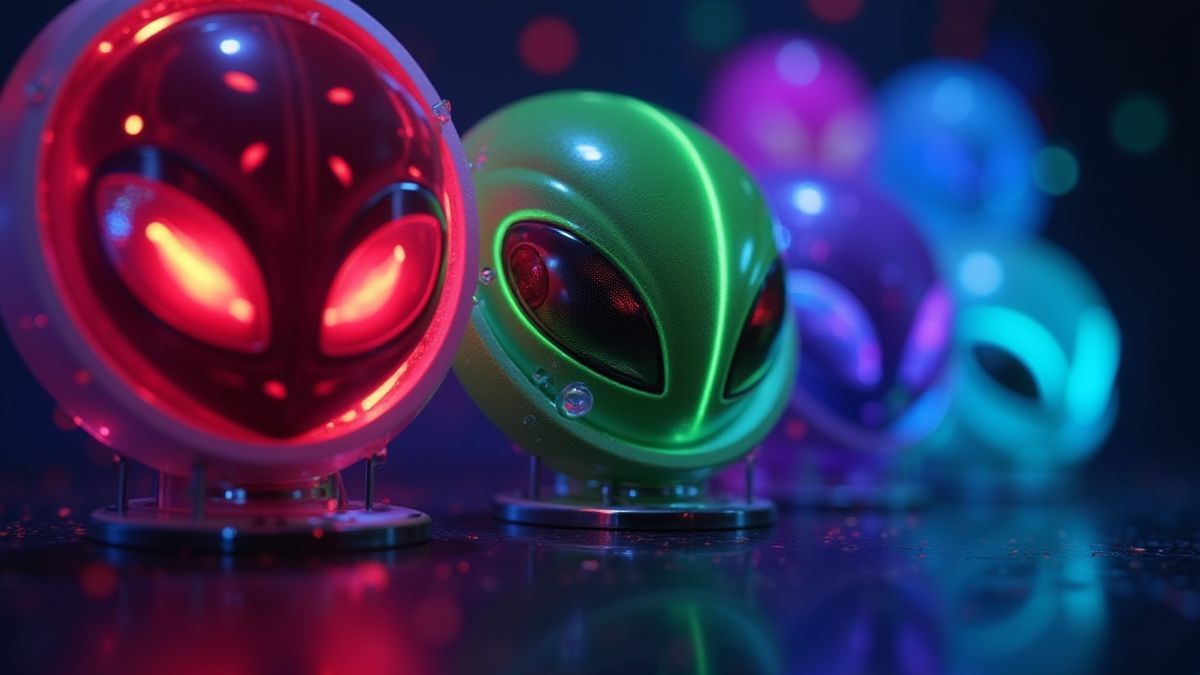 Glowing alien symbols in a futuristic environment.