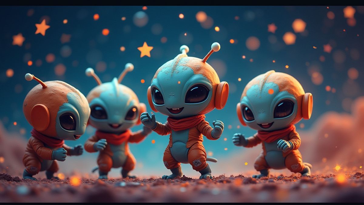 Alienígenas celebrando una victoria en el espacio