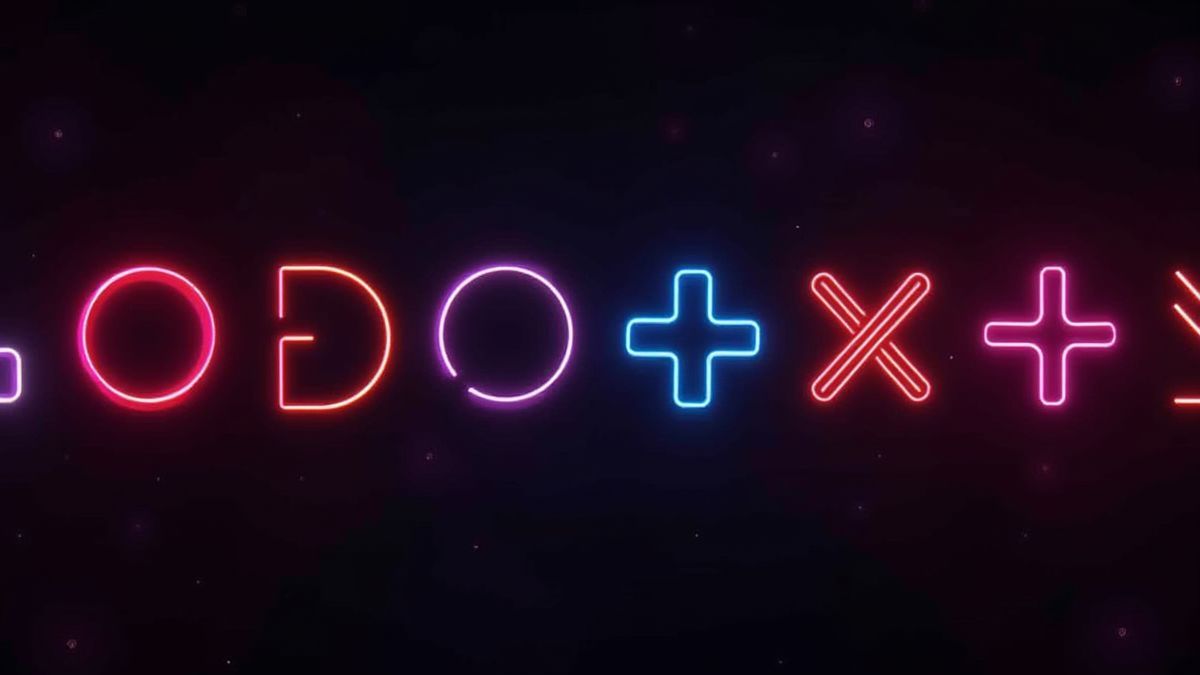 Geometric neon shapes on a futuristic black background.