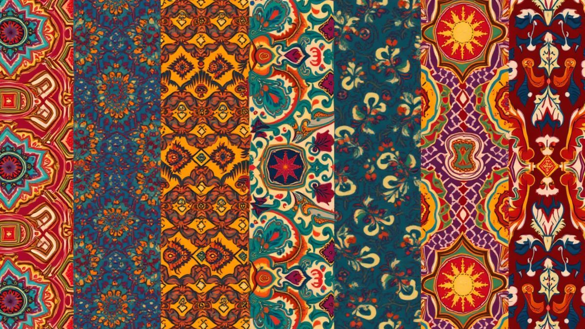 Vibrant patterns inspired by Indian culture.