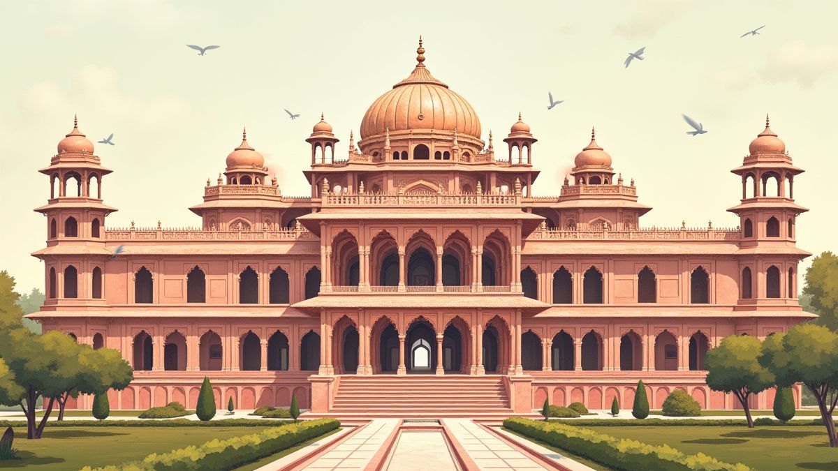 Majestic Indian palace with intricate designs.