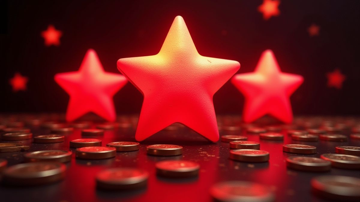 Estrelas vermelhas brilhando em um ambiente clássico de slot.