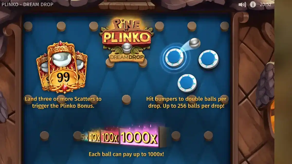 Demonstração do jogo Pine of Plinko Dream Drop
