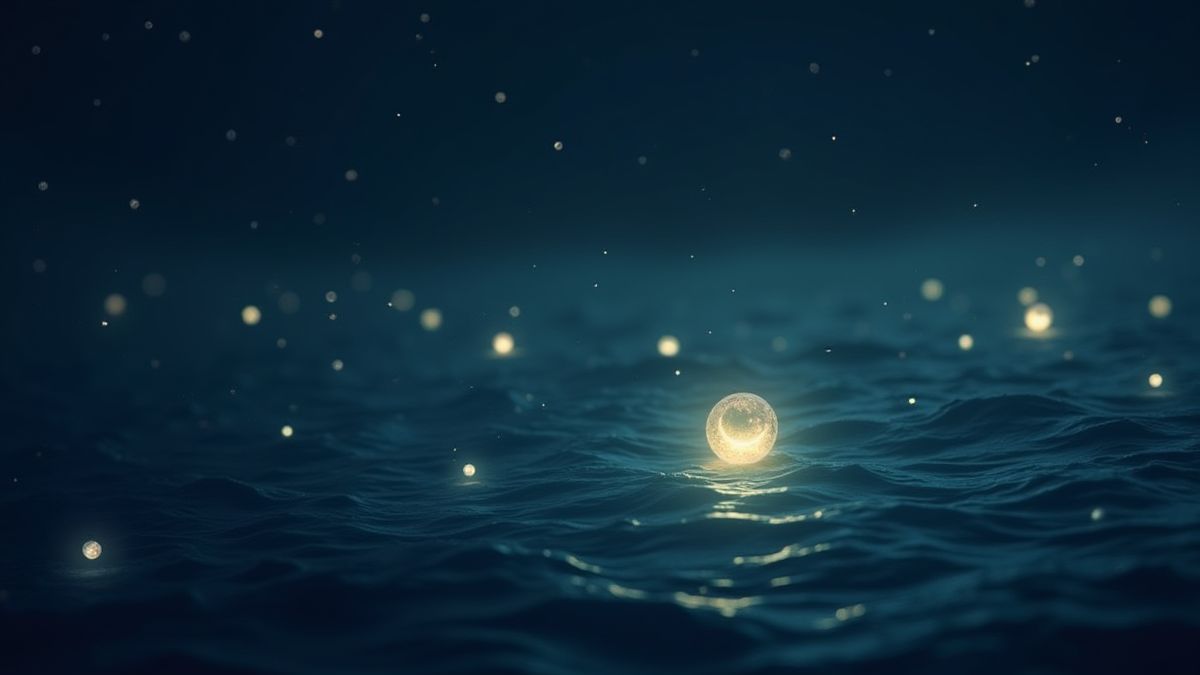Glowing scatter symbols in a dark ocean background.