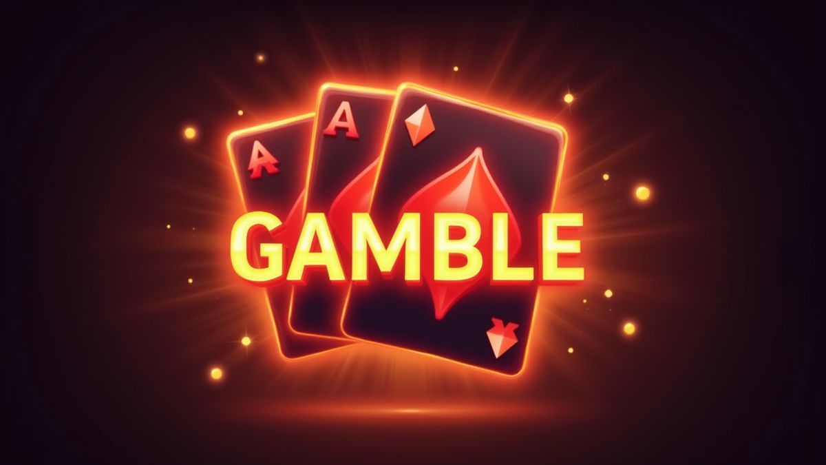 Baraja de cartas iluminada con colores rojo y negro en estilo retro.