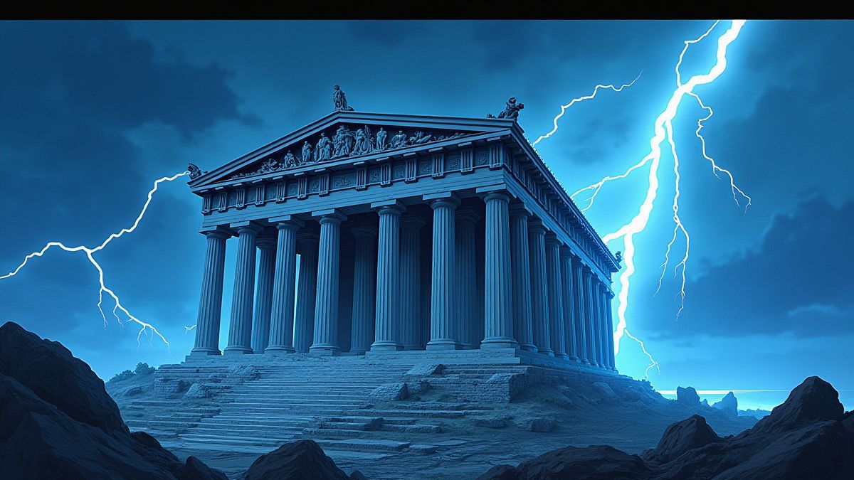 Temple grec avec des éclairs