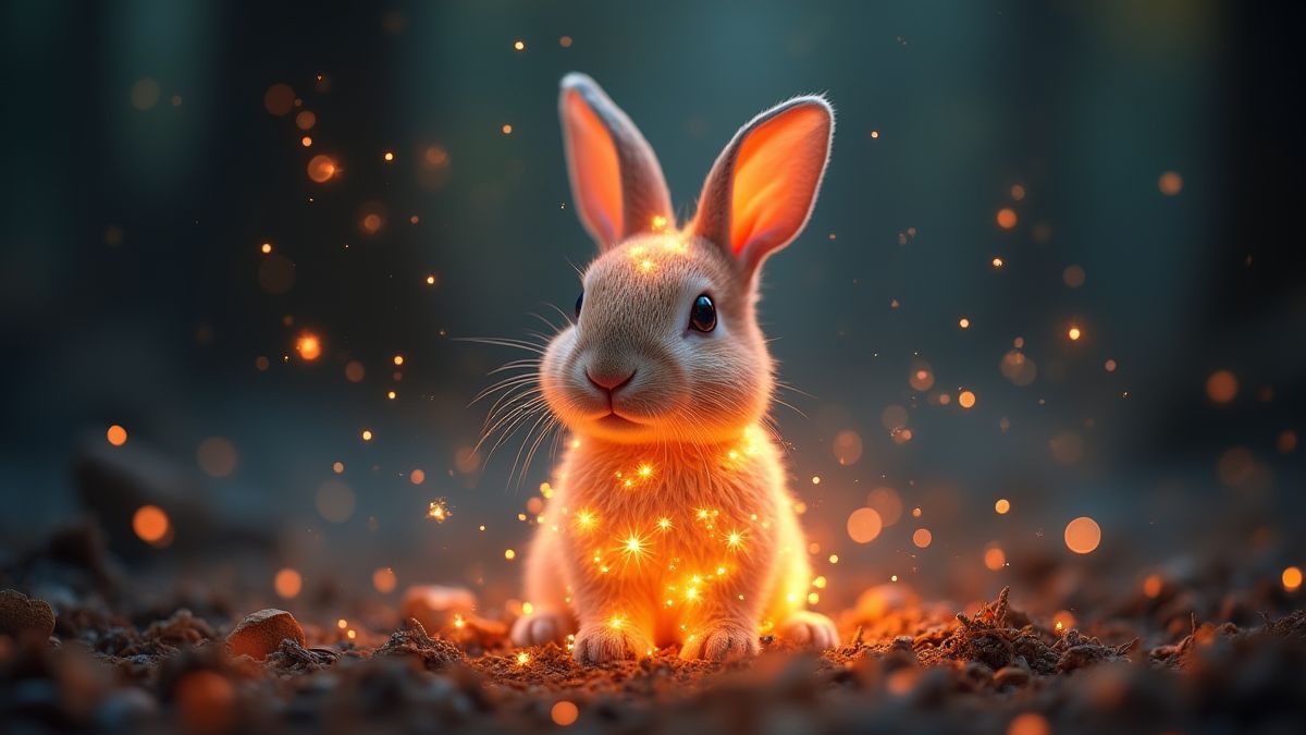 The White Rabbit surrounded by magic