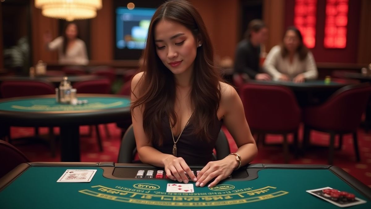 Jogador desfrutando do blackjack em um cassino moderno.