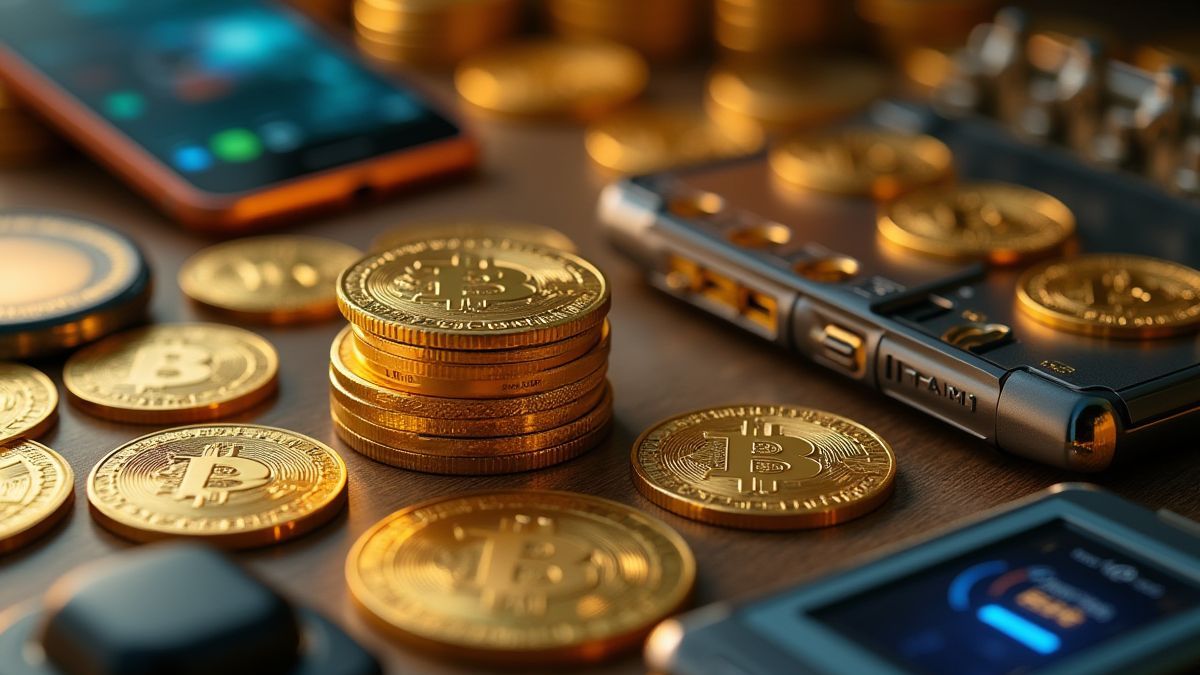 Pièces empilées et gadgets futuristes.