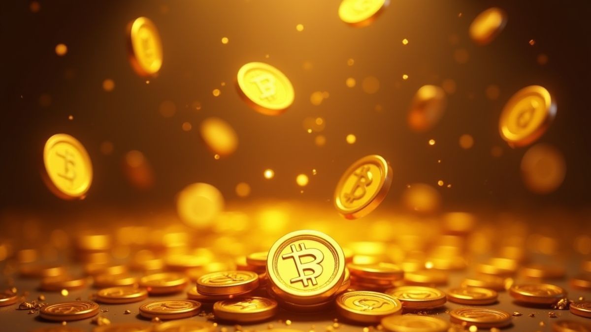 Gouden munten vallen samen met stralende Scatter-symbolen.
