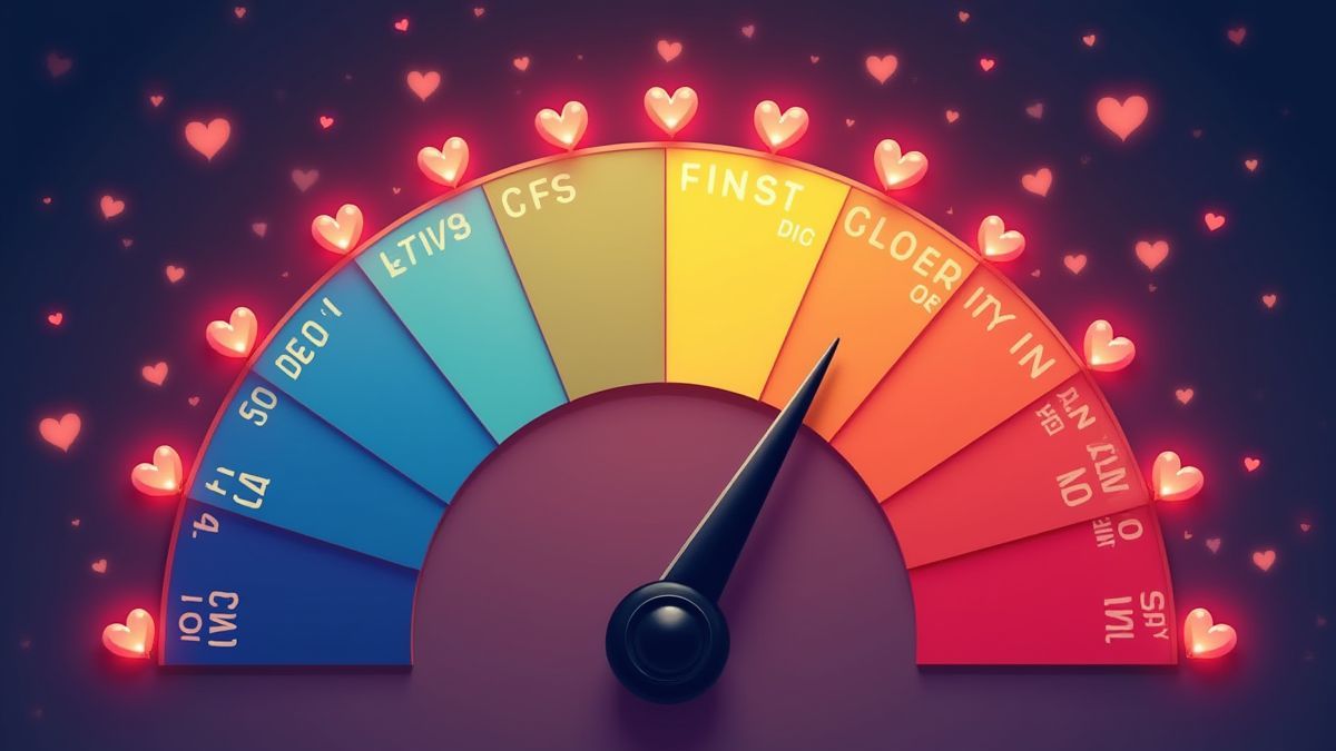 Love Meter con corazones iluminándose a medida que avanza