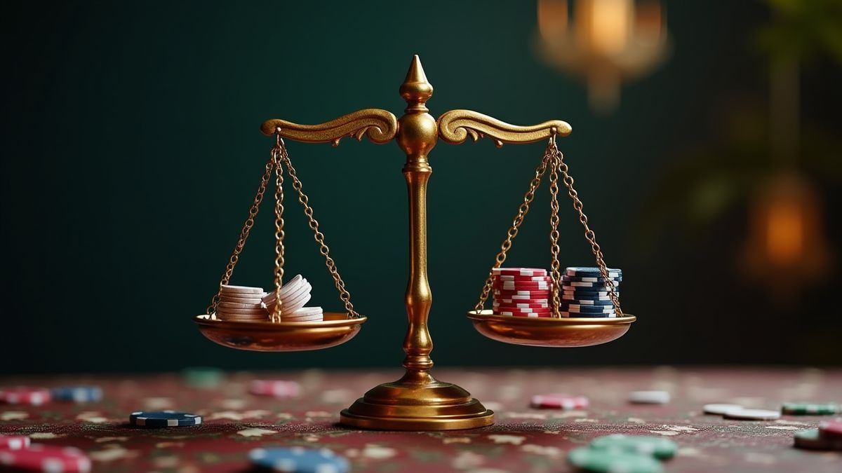 Balance montrant les avantages et les inconvénients dans un environnement de casino.