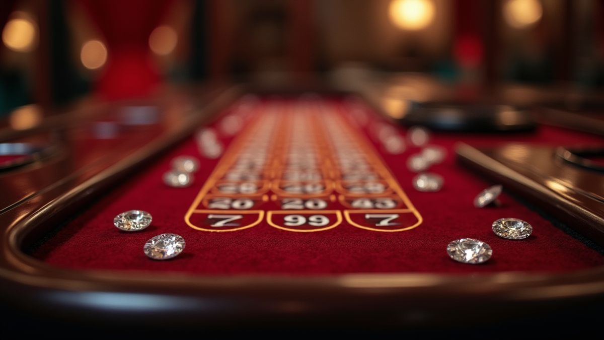 Luxurious casino table with diamond accents.