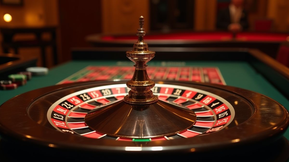 Elegante opstelling van een roulette tafel in een luxe omgeving