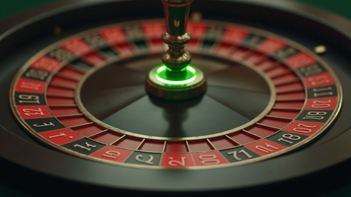 Rueda de ruleta minimalista con el cero destacado en verde.