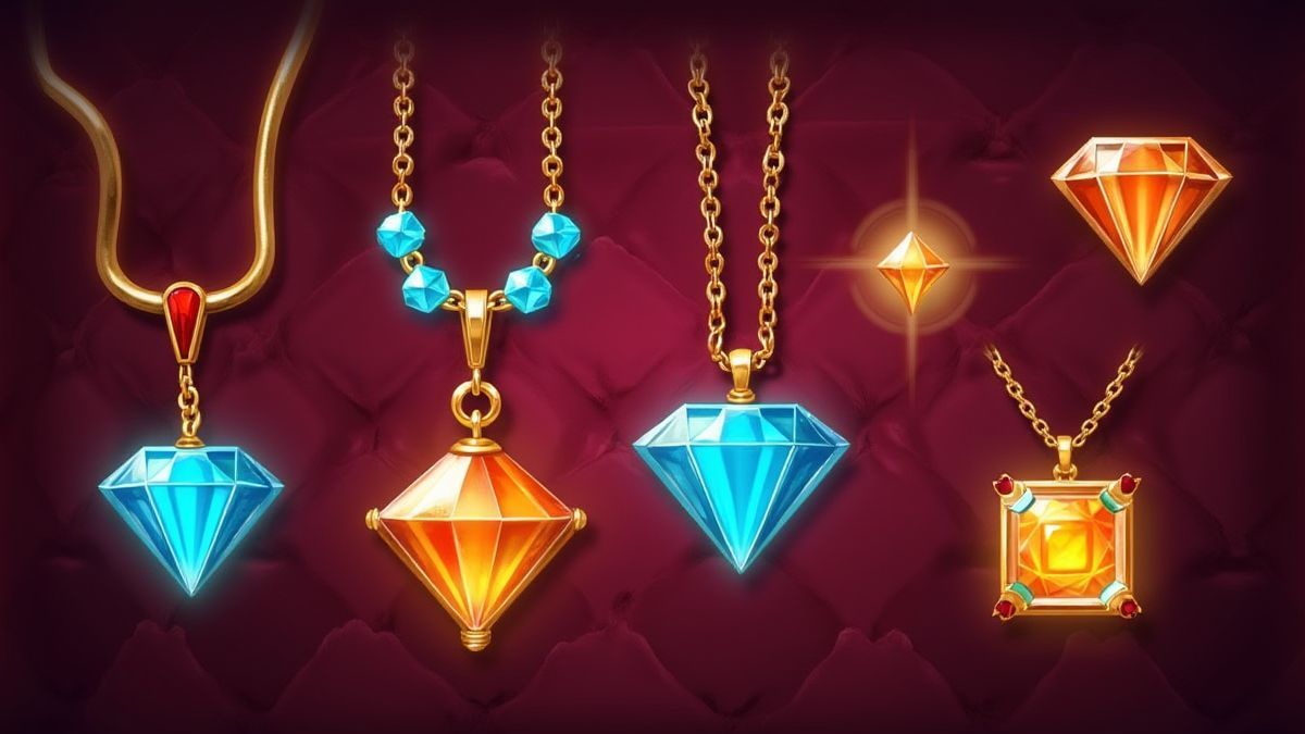 Scatter symbols of diamond collars shining on a velvet background.