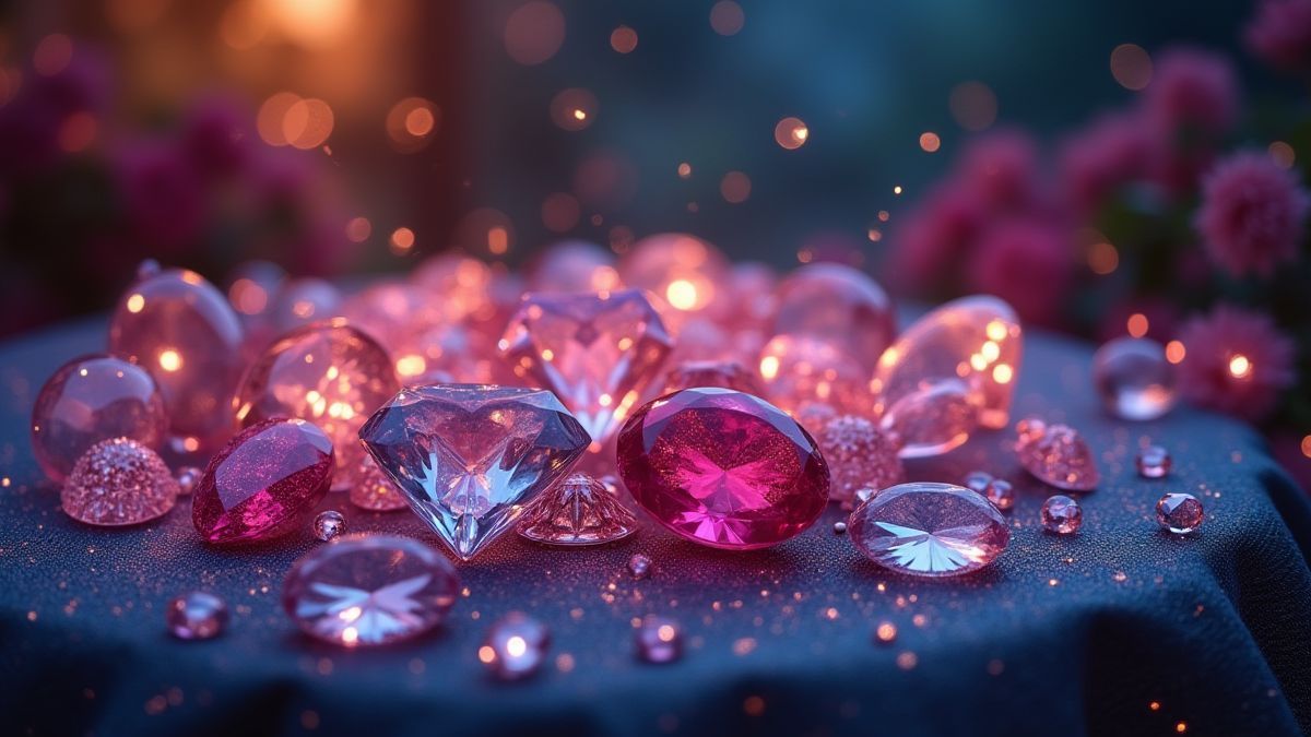 Magical jewels in a fairy tale setting.