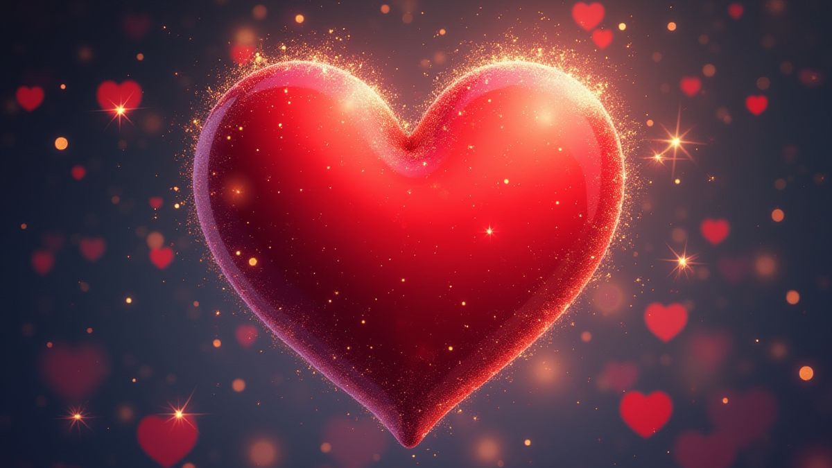 Magical heart with bright sparkles.