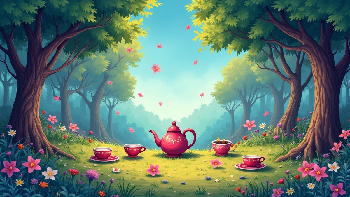 Magical forest with a tea table.