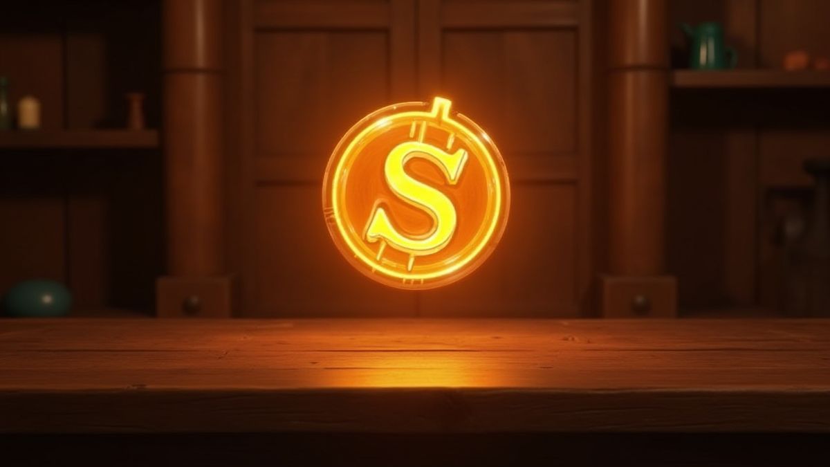 Un símbolo scatter dorado brillante sobre una mesa de salón.