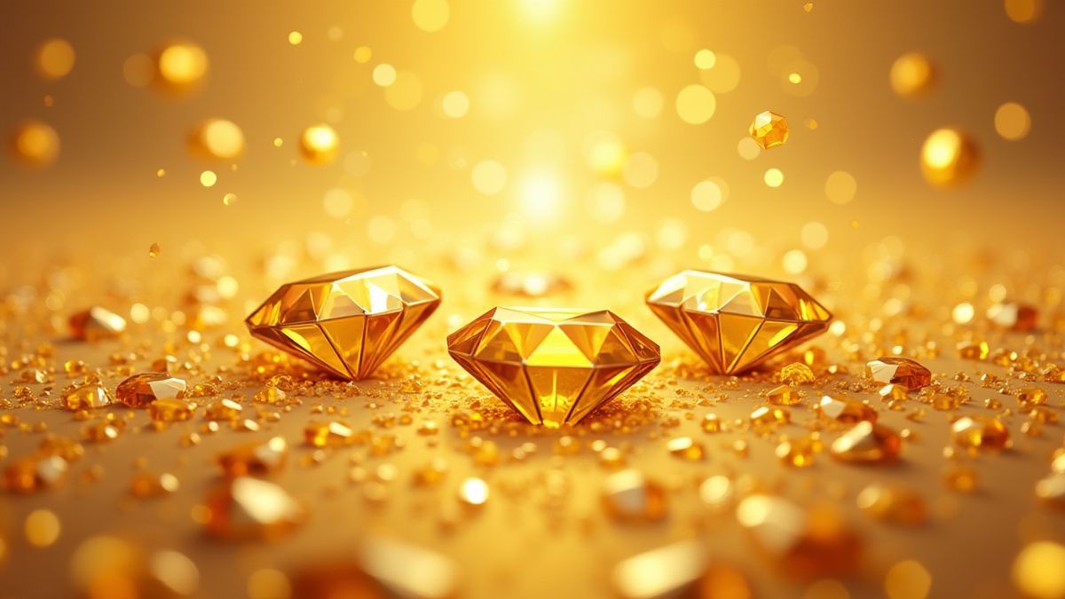 Diamants brillants sur une grille dorée de machine à sous.