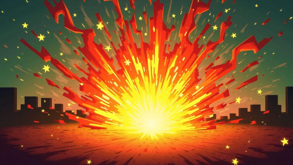 Explosión de símbolos en colores vibrantes.