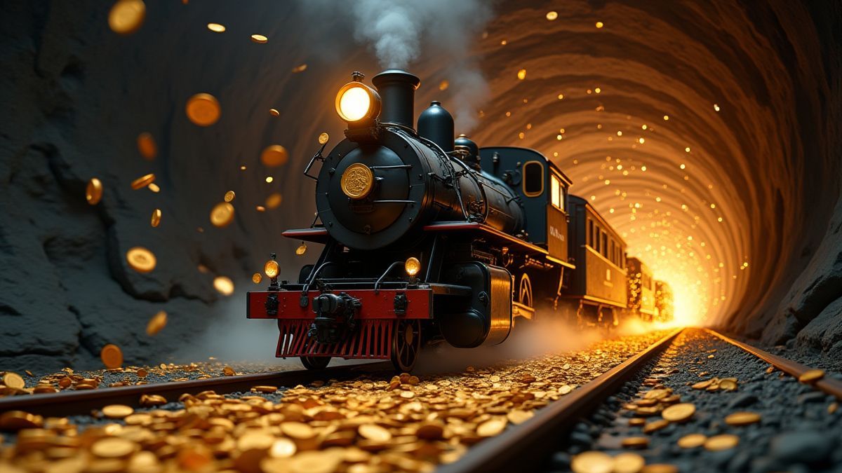 Münzen, die aus einem Zug fliegen