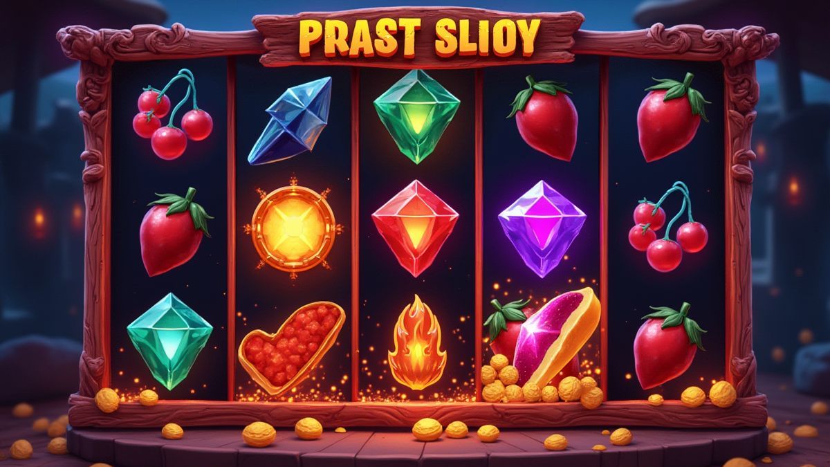 Interface de machine à sous colorée avec rouleaux en cascade.