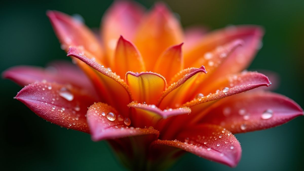 Tropical flower in the jungle with sparkling drops.