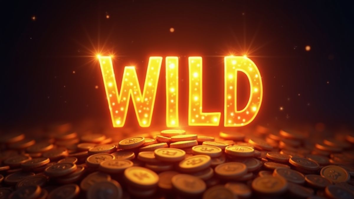Glänzendes Wild-Symbol umgeben von Funkeln und Münzen.