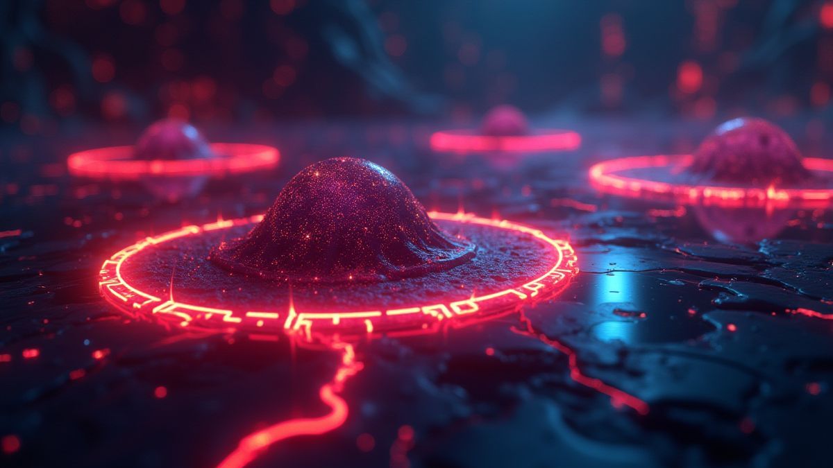 Futuristische Energiekerne, die mit Neon beleuchtet sind.