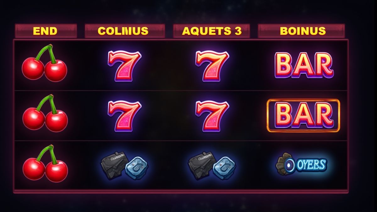 Comparatif de symboles de machines à sous classiques avec effets de néon.