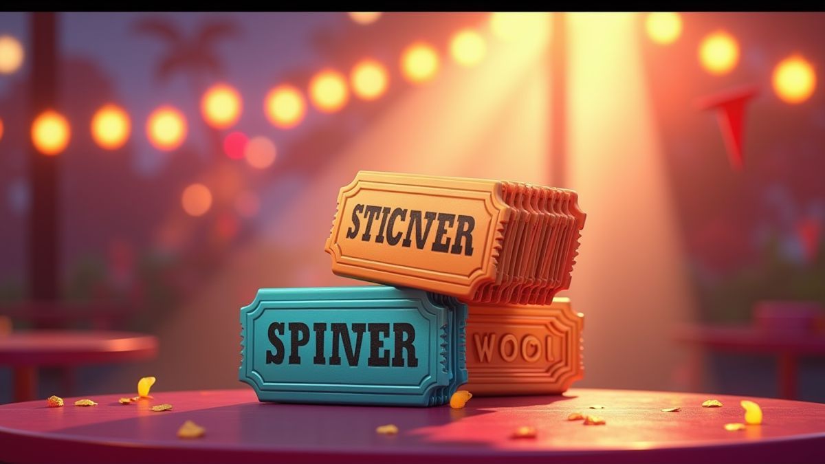 Symbole Scatter comme billets de carnaval dans un décor coloré