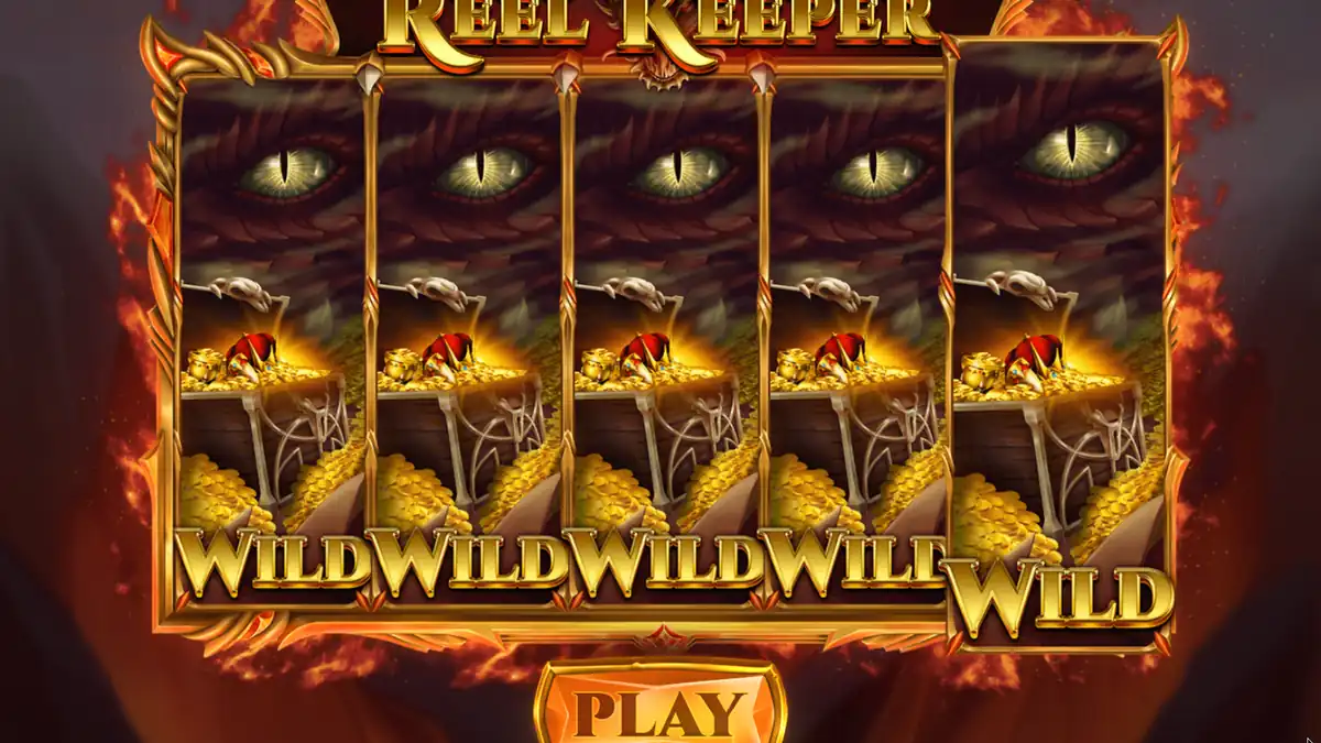 Reel-Keeper-Einführungsbildschirm mit fünf Dragon-Wild-Walzen
