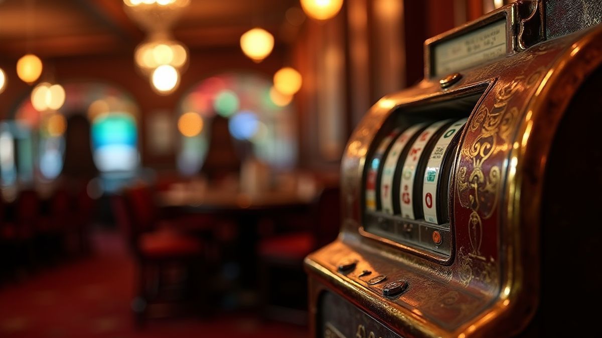 Retro slot machine in a cozy casino