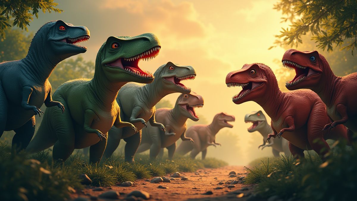 Animation of dinosaur symbols forming a horde on the reels.