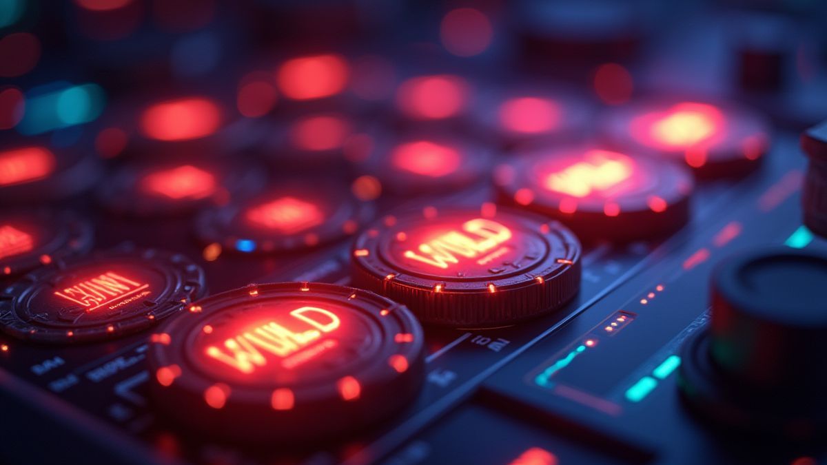 Symboles Wild sur une console futuriste.