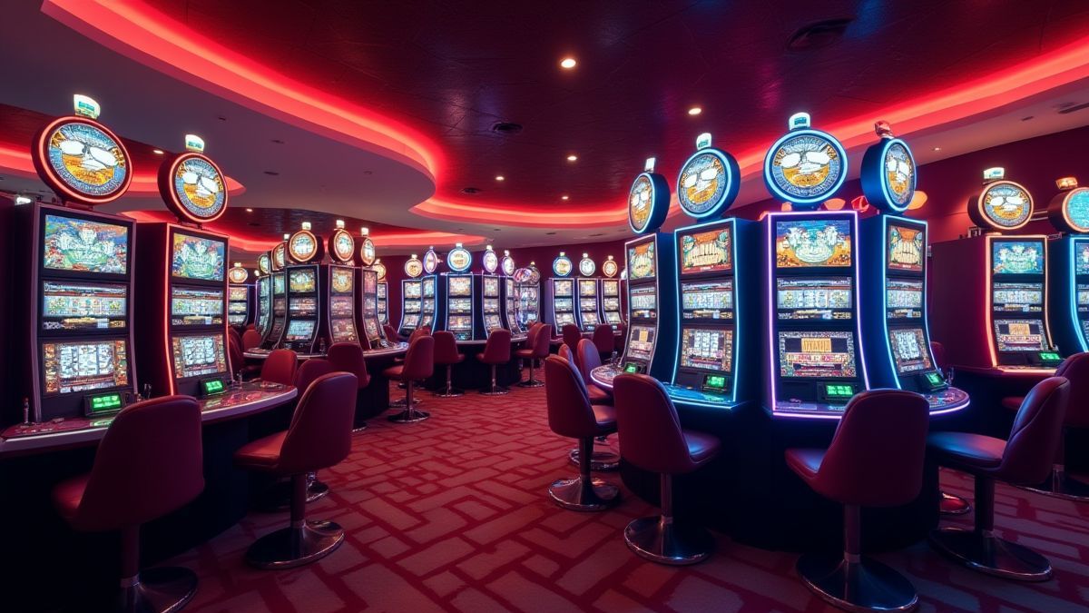 Casino environment with retro theme.
