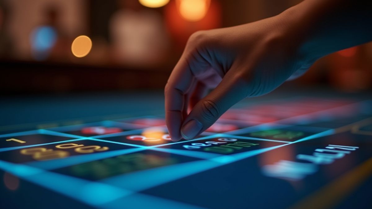 Mão ajustando a aposta em um slot de cassino.