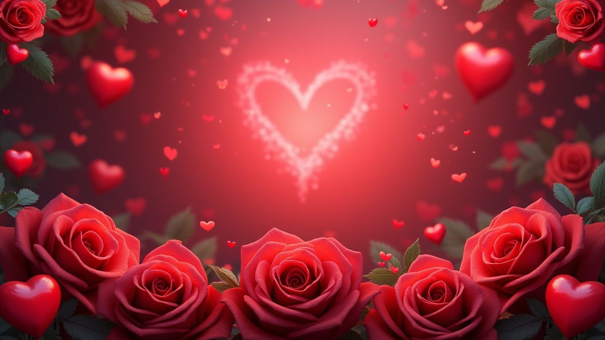 Geanimeerde slot interface met romantische symbolen zoals harten en rozen.