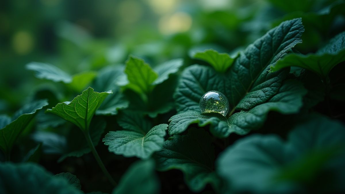 Imagen de hojas de la jungla con gemas escondidas.
