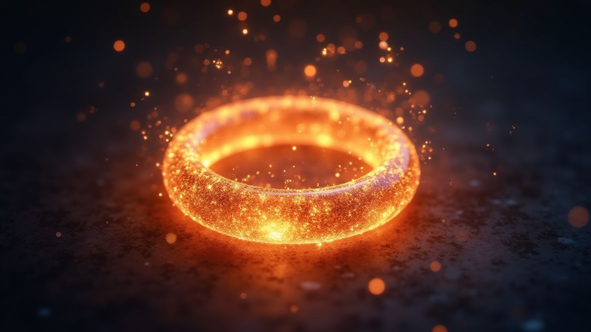 Un anneau magique brillant entouré de paillettes et d'énergie mystique.