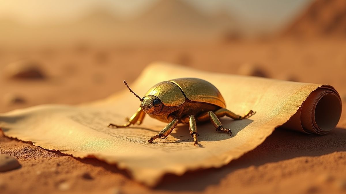 Gouden scarabee op een oud perkament