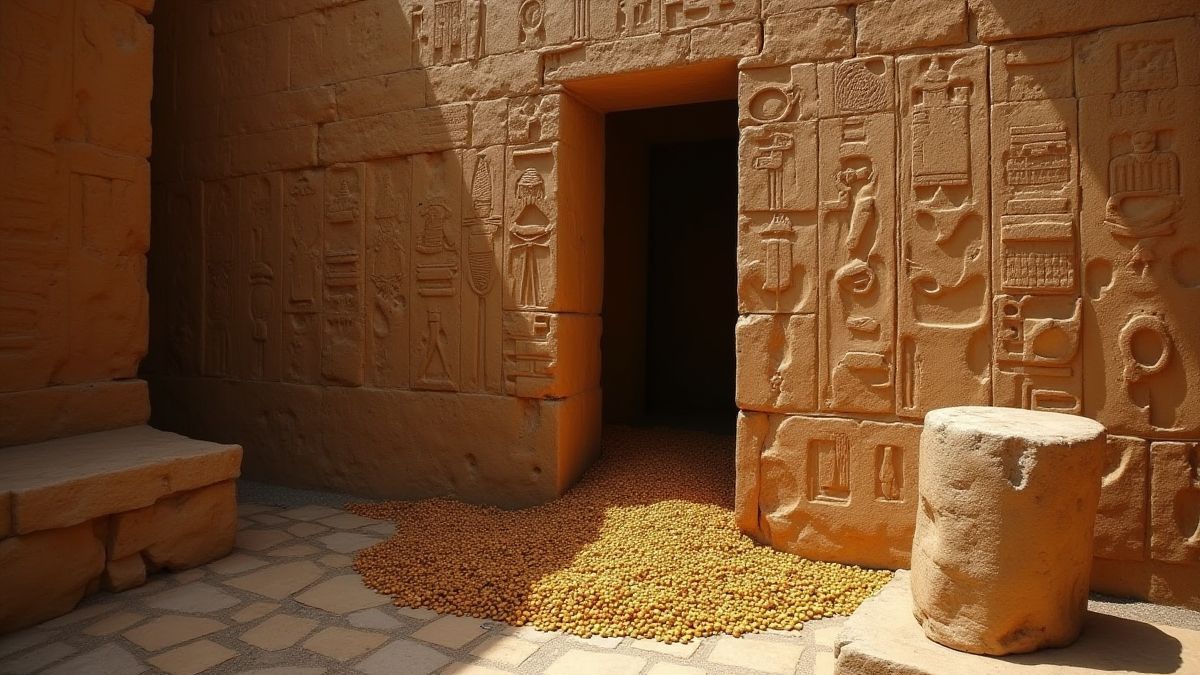 Egyptische schat achter een muur van hiërogliefen