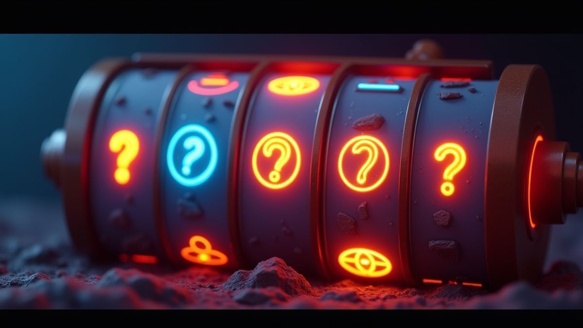 Symboles mystérieux brillants sur les rouleaux de la machine à sous.